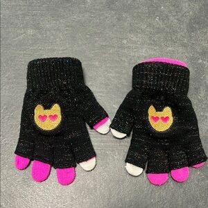 Emojination kids black and pink gloves with cat design